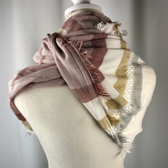 Woven Pashmina & Neutral Striped Scarf Bundle - Picture 6 of 16
